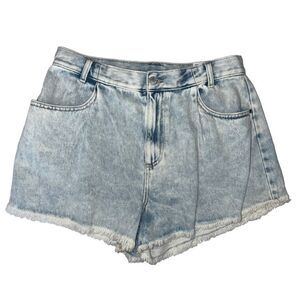 SO Jean Shorts "Dad Short" Frayed Hem baggy Sz 13 High Rise Relaxed Fit Light